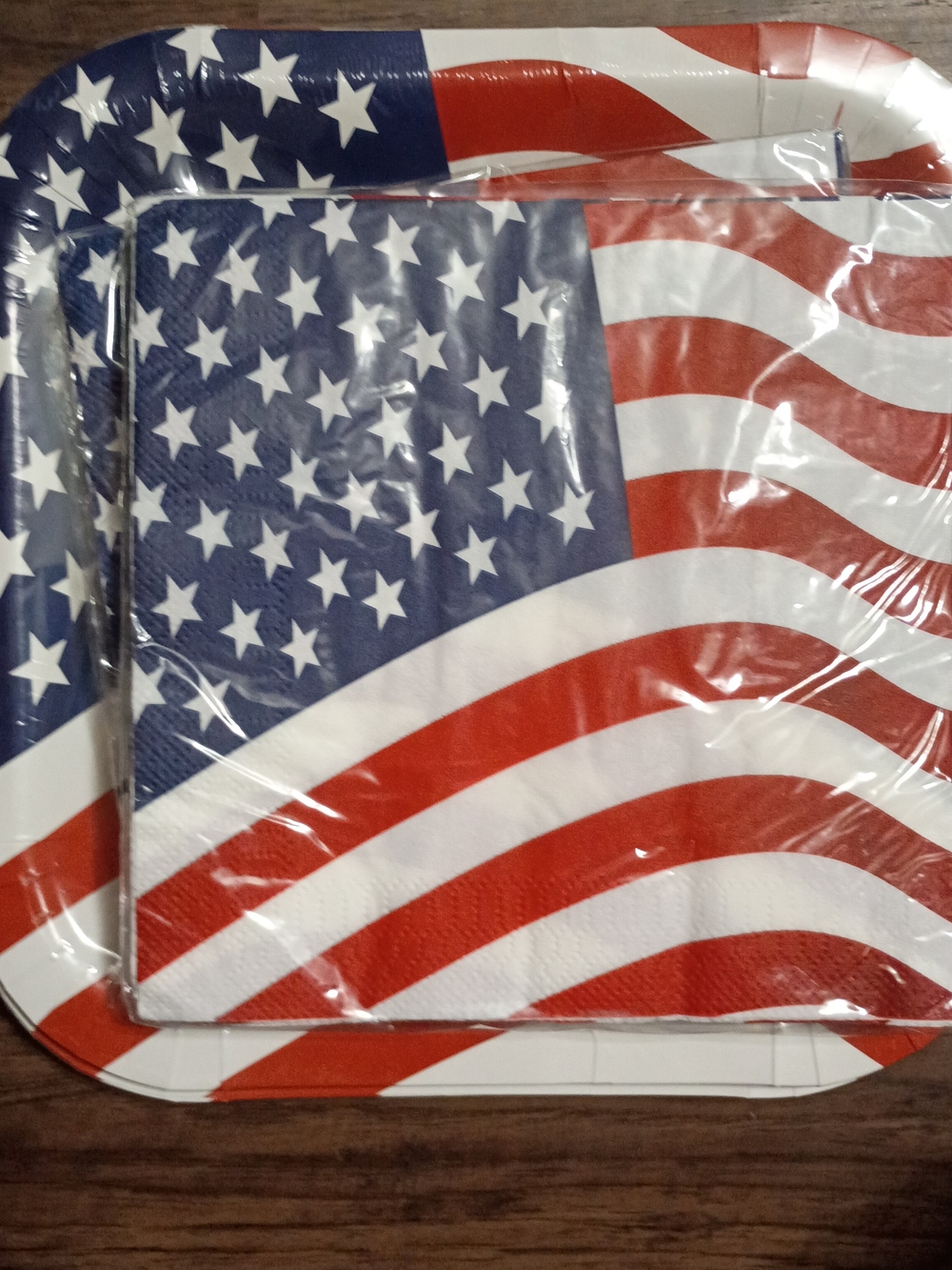 Patriotic American Flag 24 Paper Plates & 36 Napkins - Red White Blue